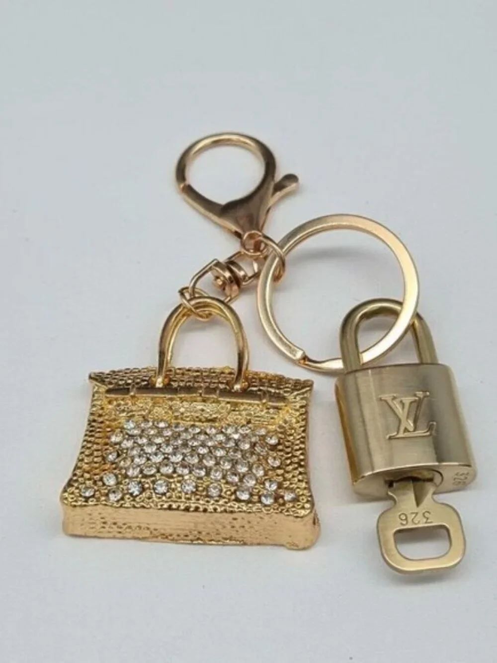 Louis Vuitton Gold Padlock 🔒 Key Set Authentic LV w/ Unbranded Bag Keychain